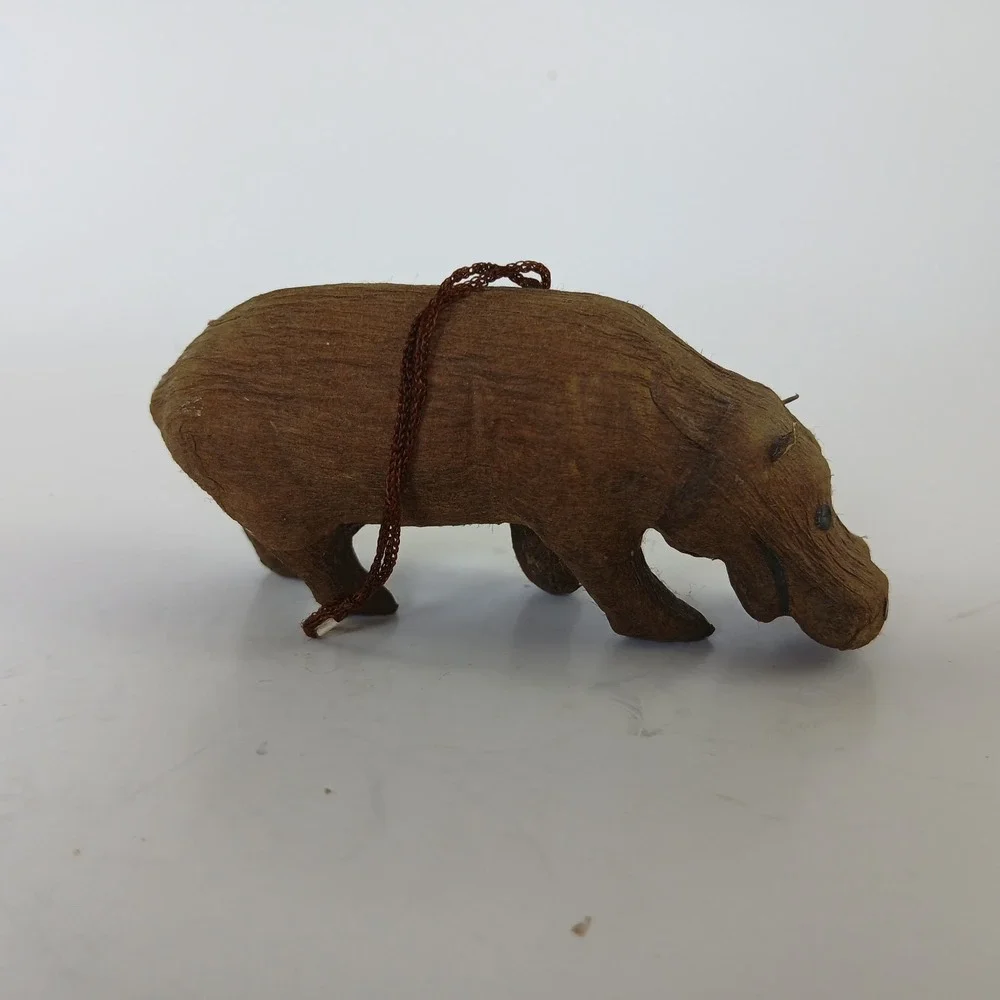 Vintage Pier 1 Paper Mache Wood Hippo Ornament